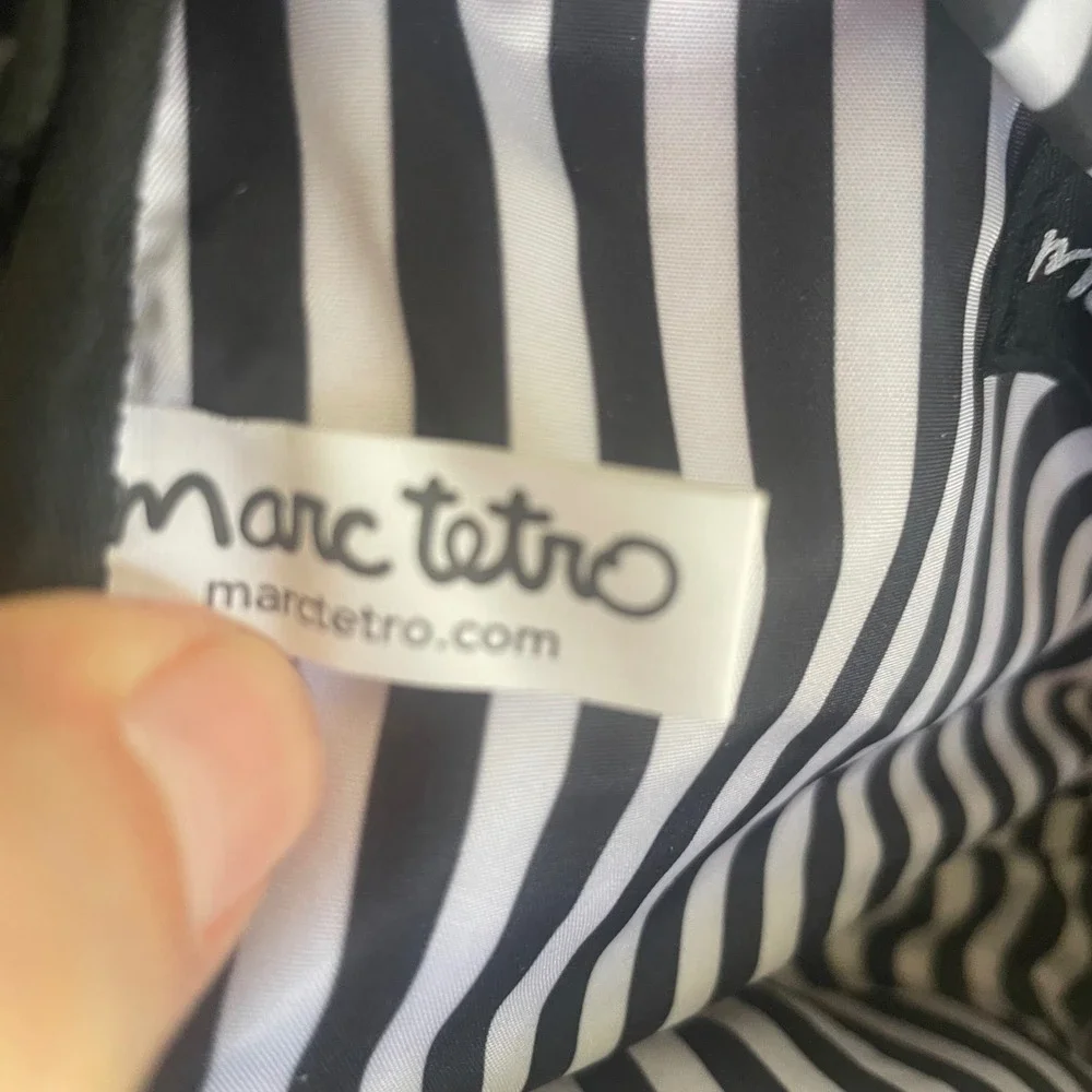Marc Tetro Black Cat Zip Cosmetic Bag Pouch‎ Pink All Over vegan leather
